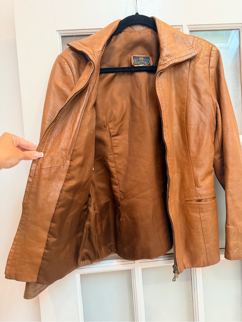 Vintage Gardini 70’s Made in Italy Chestnut Brown Leather Zip Moto Jacket Size M - Picture 3 of 16